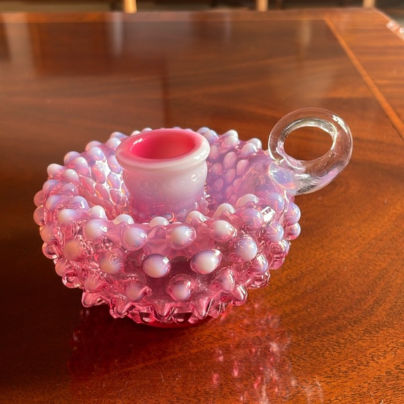 Fenton Other - Fenton Cranberry opalescent hobnail candle holder.